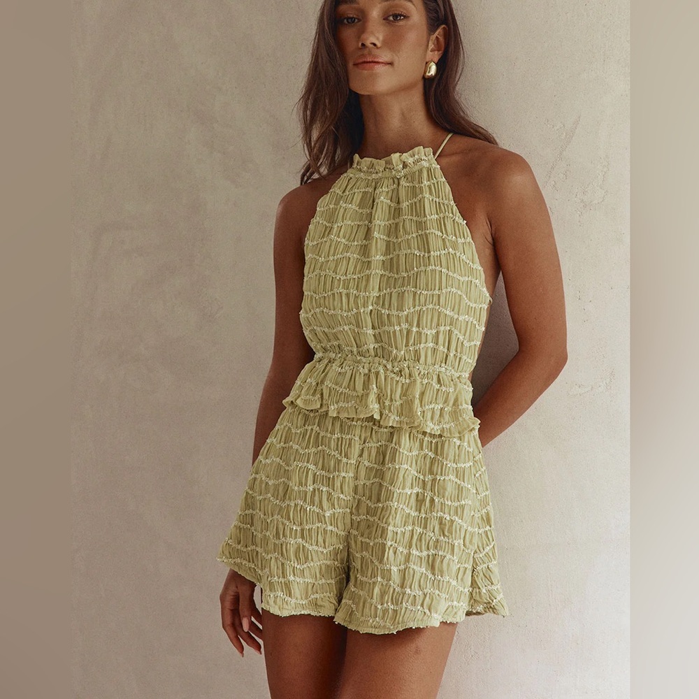 SABO adira playsuit Backless Halter textured romper